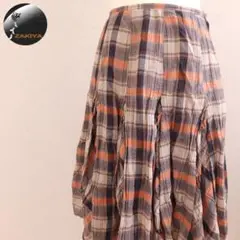 io comme io　フレアスカート　チェック柄　コットン　タック　38