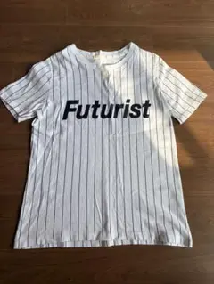 GU レディース　ホワイト　ストライプ　半袖Tシャツ