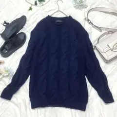 【Melan Cleuge】L ケーブル編みニット ウール アルパカ ロング丈