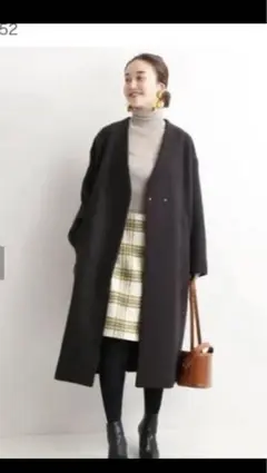 《美品》IENAイエナ×MANTECO ノーカラーウールコート