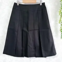 【インディヴィ】プリーツスカート 黒 36通勤 通学 サイドファスナー 綺麗め