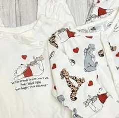 未使用 H&M ディズニー プーさん 足つきロンパース 2枚セット 74