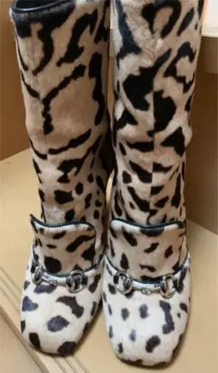 グッチレオパード柄ショートブーツ 36 1/2 (23.5cm)