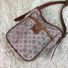 ラシット ナイロン レザー ショルダーバッグ 総柄 ナイロン