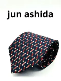 ★ジュンアシダ　jun ashida ネクタイ レッド　幾何学柄　美品
