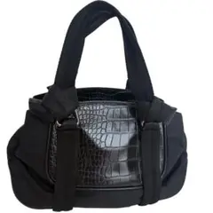 PAULE KA ポールカ ハンドバッグ レザー クロコ ブラック シンプル