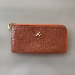 KITAMURA2 オレンジ レザー 長財布 Kのロゴ
