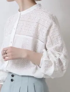 Spick & Span ブロイダーレースドルマンブラウス
