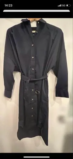 (美品) シャツワンピ(後ろ丈長め)ウエストベルト付き loungedress