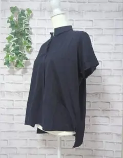 【UNIQLO】レディース　オーバーサイズスキッパーポロシャツ　M　ネイビー