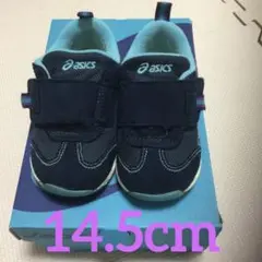 asics ネイビー スニーカー 14.5cm スクスク　クリーニング済　青
