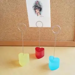 写真立て 置物 ハート 3色 赤 水色 黄色