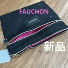 【新品タグ付き】FAUCHON フォション★ブラックドットポーチ