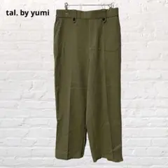 tal. by yumi♡ワイドパンツ カーキ ウエストゴム Lカジュアルパンツ
