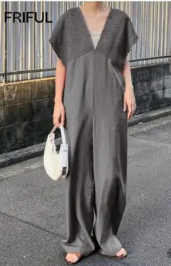 ギャザーシャーリングオールインワンサロペット M SHEIN FRIFUL
