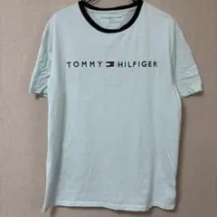 549 青 tommy hilfiger アメリカ古着 Tシャツ 水色 トミー