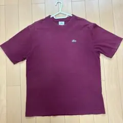 【古着】LACOSTE Tシャツ　ワンポイント ボルドー Ｌサイズ
