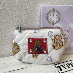 ハンドメイドポーチ ハンドメイド ぷっくりポーチ ミニポーチ キルティング くま
