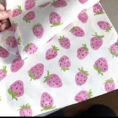 ラスト！可愛い　いちご柄　イチゴ　苺　シーチング　生地　はぎれ　ピンク