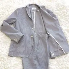 極美品✨INHERIT　シアサッカー　Lサイズ スーツ セットアップ ストライプ