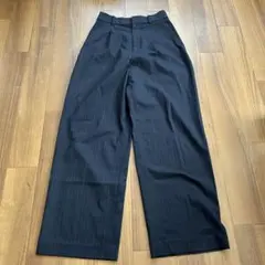 UNIQLO タックワイドパンツ　ネイビー　ストライプ　XS　レディース