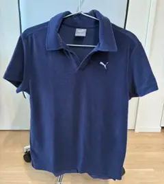 PUMA ネイビー タオル地　ポロシャツ XS