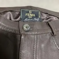 FENDI ブラウンレザーパンツ