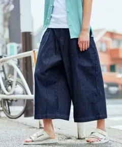 MONO-MART ワイドテーパードバルーンクロップドデニムパンツ