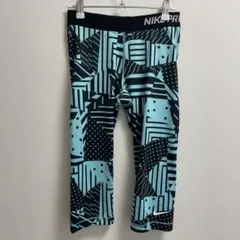 ナイキプロ レディース ハーフレギンス グリーン×黒 L スポーツ ヨガ ダンス