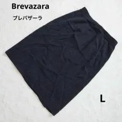 美品 Brevazara ブレバザーラ 黒 ストライプ ひざ丈タイトスカート L