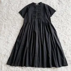 ＊美品【ソーノ】ワンピース　ピンタック　Aライン　ブラック　パール　M