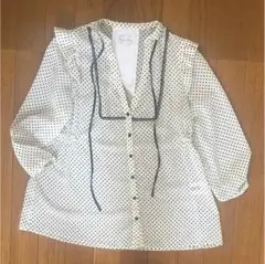 KariAng/7分袖ドットシフォンブラウス