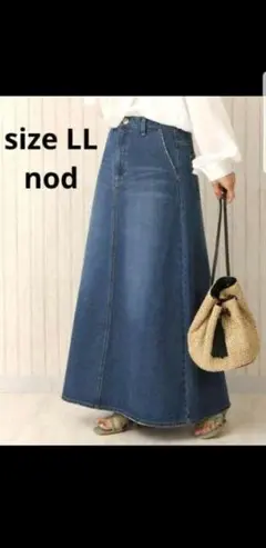 nod 美品 レディースLL デニムロングフレアスカート マキシ Aライン