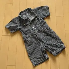 ストライプ コットンショートオール 90cm