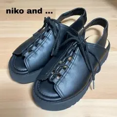 美品 niko and... オリジナル レースアップ サンダル M ブラック