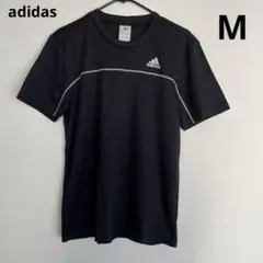 アディダス 黒 スポーツ 半袖Tシャツ M パイピング climalite