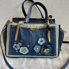 【未使用級】 COACH ドリーマー ティーローズ デニム 2WAY バッグ 未使用級】 COACH ドリーマー ティーローズ デニム 2WAY バッグ