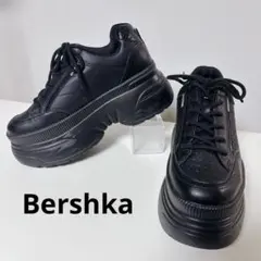 【美品】ベルシュカ 39 厚底スニーカー レザー プラットフォーム コスプレ 黒
