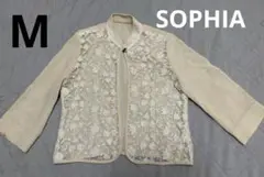 【美品】SOPHIA レース マオカラージャケット ベージュ 綿麻 M 日本製