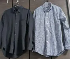 スーツセレクト　4Sネイビーシャツとギンガムチェックシャツセット