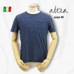 アルティア◇胸ポケ付ボーダーTシャツ◇サイズM◇ネイビー◇ALTEA