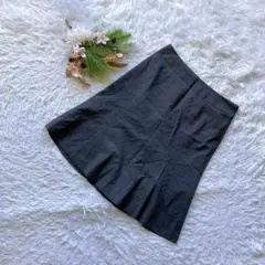 ✨希少✨ (7/S) ひざ丈スカート フレア シルク混 ストライプ 事務服 薄手