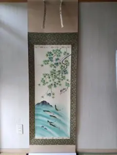 真作/桜井浩堂/古里の秋/山水柿に小禽図/桐共箱付/布袋屋掛軸HI-812 真作/俊二/静寂/月下山水風景図/横物/桐共箱付/布袋屋掛軸HJ-246