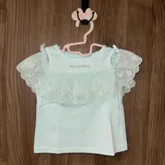 新品未使用　メゾピアノ　シェル刺繍フリル　肩開き2wayTシャツ　110cm