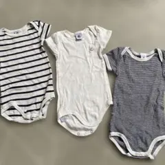 PETIT BATEAU 半袖ロンパース3点セット