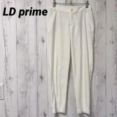 【エルディープライム】カジュアルパンツ　白　チェック　ストレッチ　薄手　パンツ
