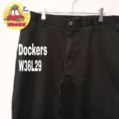USA古着 Dockers　チノパンW36L29　ノータック　ブラック