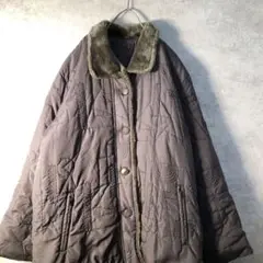 【ヴィンテージ】襟ファー中綿ジャケット 昭和レトロ 年代物 古着W23