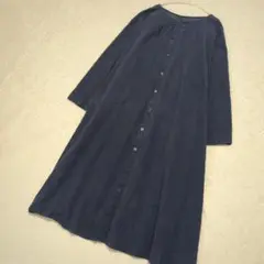studio CLIP シャツワンピース Mサイズ　バンドカラー　ネイビー