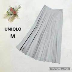 ユニクロ UNIQLO 【M】 プリーツスカート ミモレ丈 ウエストゴム グレー